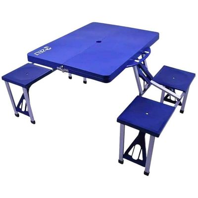 Mesa Camping Portátil Dobrável Em Polipropileno 4 Banquetas Tipo Maleta 136×85×65 Cm Zelt