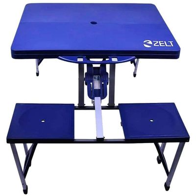 Mesa Camping Portátil Dobrável Em Polipropileno 4 Banquetas Tipo Maleta 136×85×65 Cm Zelt