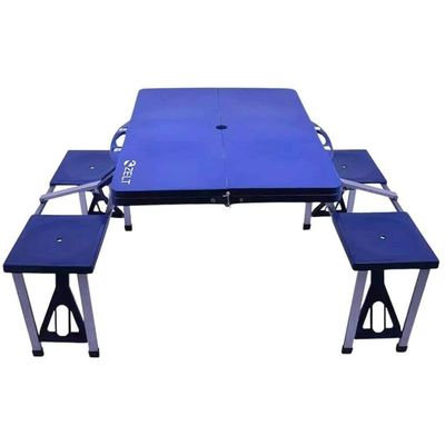 Mesa Camping Portátil Dobrável Em Polipropileno 4 Banquetas Tipo Maleta 136×85×65 Cm Zelt