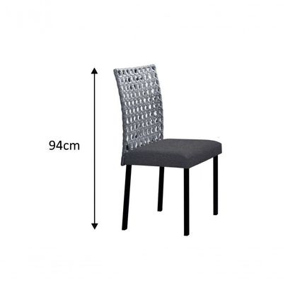 Conjunto De Jantar Lisboa Com 6 Cadeiras Base Goiás Bm Tubulares Off White-ratan Preto-linho 308