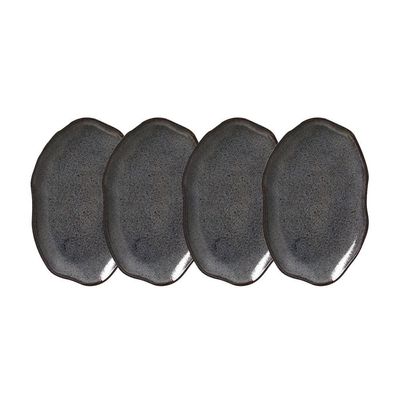 Conjunto de Travessas Oval Rasa Média Porto Brasil Bio Titanium 30x20cm - 4 Peças Azul