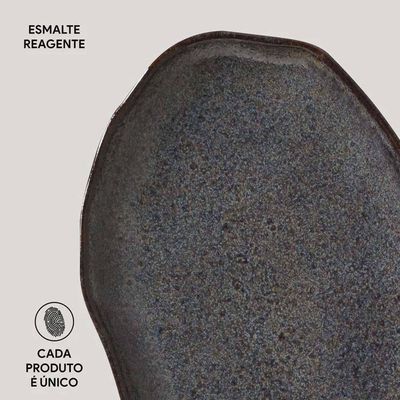 Conjunto de Travessas Oval Rasa Média Porto Brasil Bio Titanium 30x20cm - 4 Peças Azul