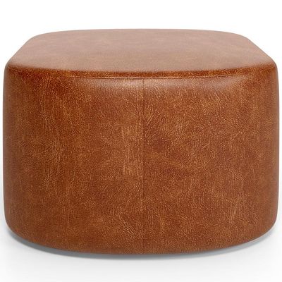 Puff Decorativo Orgânico para Living Quarto 70cm Doha W01 Couríssimo Camel - Lyam Decor