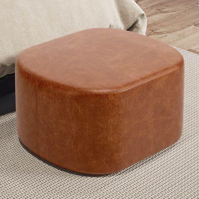 Puff Decorativo Orgânico para Living Quarto 70cm Doha W01 Couríssimo Camel - Lyam Decor