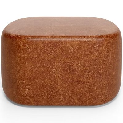 Puff Decorativo Orgânico para Living Quarto 70cm Doha W01 Couríssimo Camel - Lyam Decor