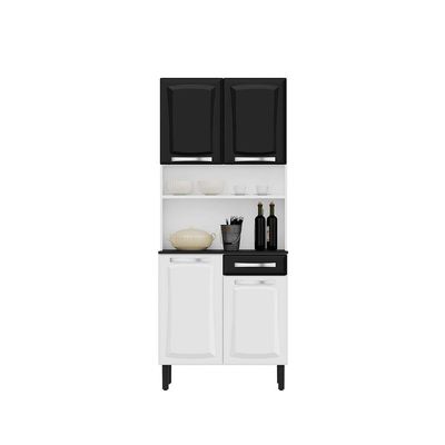 Kit Cozinha Compacta Pratika 80cm Em Aço Itatiaia Branco E Preto