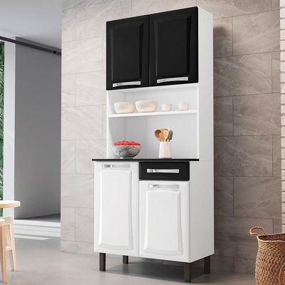 Kit Cozinha Compacta Pratika 80cm Em Aço Itatiaia Branco E Preto