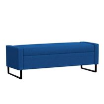 Recamier Bau Paris Base De Metal 1,20m Suede Azul Marinho - Inova Decorações