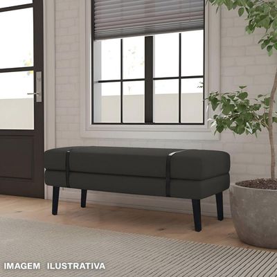 Banco Estofado Viena 1,40m Suede Preto - Inova Decorações