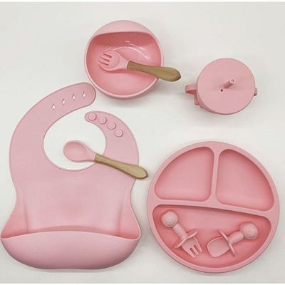 Kit Introdução Alimentar Bebe 8 Peças Silicone Iniciação Para Alimentos (rosa)