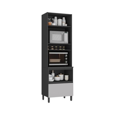 Paneleiro Itatiaia Lumina 70cm Em Madeira Grafite-fendi Com Espaço Para Forno