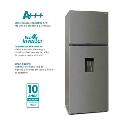 Geladeira 413L Philco Eco Inverter Duplex Inox PRF501TI 220V
