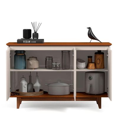 Buffet 3 Portas Flow Off White Com Freijo