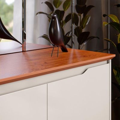 Buffet 3 Portas Flow Off White Com Freijo