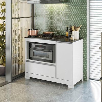 Balcão Cooktop Zenith Branco Com Granito - Móveisaqui