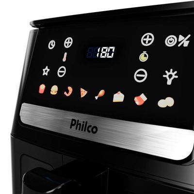 Air Fryer Philco 6,5L Visor Glass e Redstone PAF65A 220V