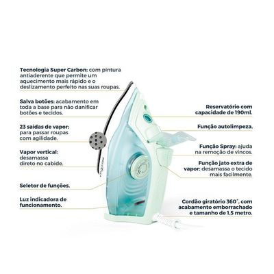 Ferro de Passar a Vapor Super Carbon Britânia BFV08 220V