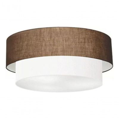 Plafon Duplo Cilíndrico Vivare Md-3063 Cúpula Em Tecido 55x50cm - Bivolt Café-branco 127/220v