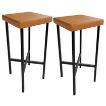 Kit 02 Banquetas Alta Bar Cozinha Sala De Jantar Preto Stella L02 Couríssimo Canela - Lyam Decor