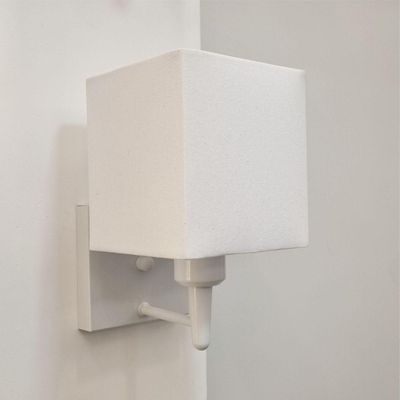 Arandela Quadrada Vivare Md-2006 Base Branco Cúpula Em Tecido - Bivolt Branco-branco 127-220v