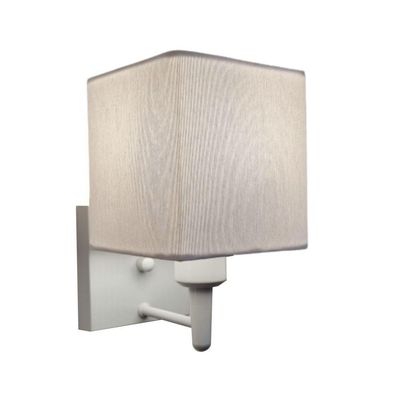 Arandela Quadrada Vivare Md-2006 Base Branco Cúpula Em Tecido - Bivolt Branco-branco 127-220v