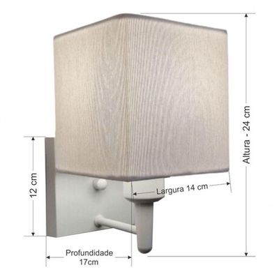 Arandela Quadrada Vivare Md-2006 Base Branco Cúpula Em Tecido - Bivolt Branco-branco 127-220v