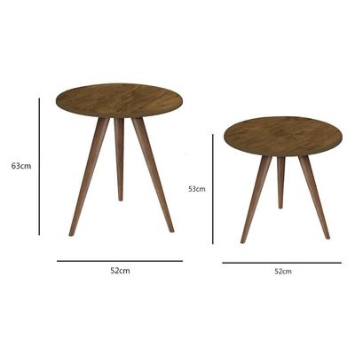 Kit Mesa Isa Lateral E Canto De Sofá - Mdf 15mm Retrô Freijó - J3 Móveis