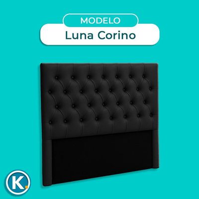 Cabeceira Estofada King Luna Nature Material Sintético Preto 193x136
