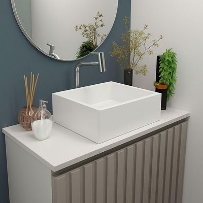 Cuba De Apoio Banheiro Quartzo Pedra 40x30cm Branco Standard