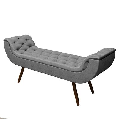 Recamier Puff Estofado Queen 160 Cm Drusa Veludo Cinza