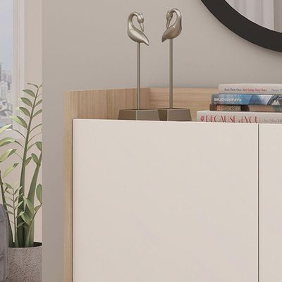 Aparador Buffet Fly 2 Portas Carvalho Com Off White - Móveisaqui