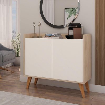 Aparador Buffet Fly 2 Portas Carvalho Com Off White - Móveisaqui