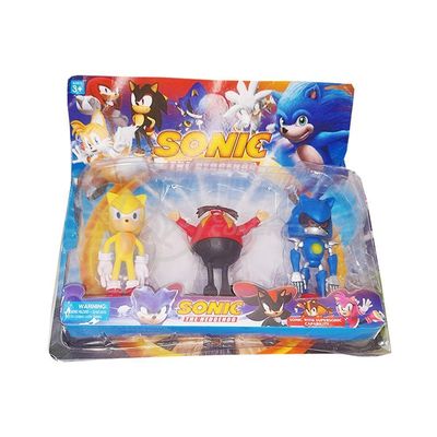 Cartela Sonic The Hedgehog 3 Bonecos Dr Eggman Metal Sonic E Super Sonic Action Figure Miniatura