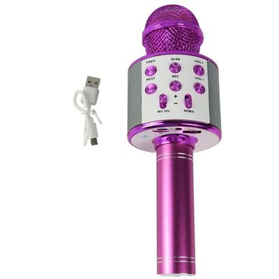 Microfone Karaokê Infantil Ws858 Pink Sem Fio Com Bluetooth