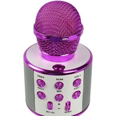 Microfone Karaokê Infantil Ws858 Pink Sem Fio Com Bluetooth