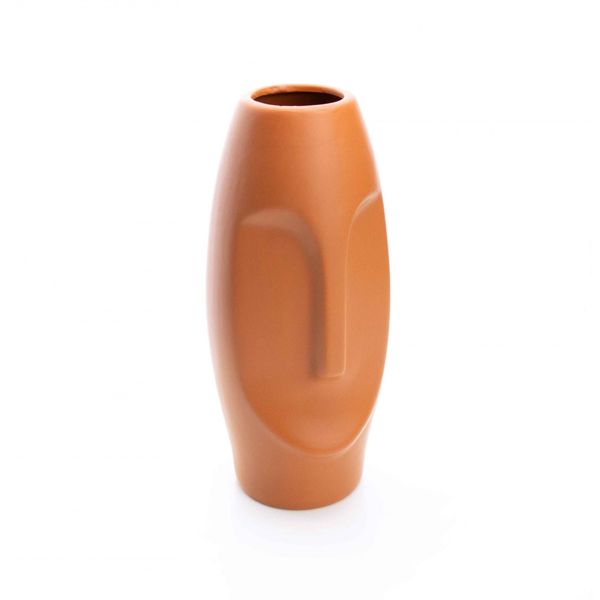 Vaso Decorativo Rosto Terracota Mate em Cerâmica 25x12 cm - D'Rossi