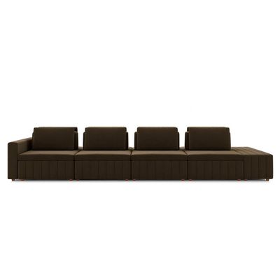 Sofá Ilha com Encosto e Almofadas Móveis Olimpo 505cm Modulado Veludo Marrom G45 - Gran Belo