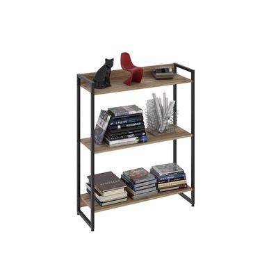 Kit 3 Estantes Multiuso Escritório Industrial 3 Prateleiras Areta 104x80cm C01 Carvalho - Lyam Decor