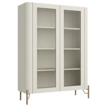 Cristaleira Sala De Jantar 2 Portas Vidro Pés Industrial Dourado Naim I03 Luna - Lyam Decor