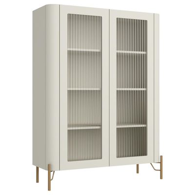 Cristaleira Sala De Jantar 2 Portas Vidro Pés Industrial Dourado Naim I03 Luna - Lyam Decor