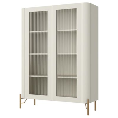Cristaleira Sala De Jantar 2 Portas Vidro Pés Industrial Dourado Naim I03 Luna - Lyam Decor