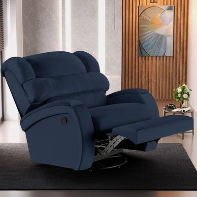 Poltrona do Papai Sala de Cinema Reclinável Kylie Glider Manual Giratória PU Azul G23