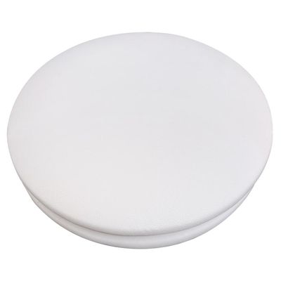 Kit 02 Assentos Redondo Banqueta Cadeira Estofados Poltronas H02 Corino Branco 35 cm - Lyam Decor