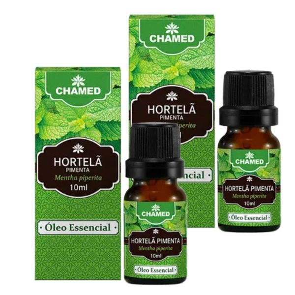 Óleo Essencial de Hortelã Pimenta 10ml CHAMED 100% Puro 2 Frascos Óleo Essencial de Hortelã Pimenta 10ml CHAMED 100% Puro 2 Frascos