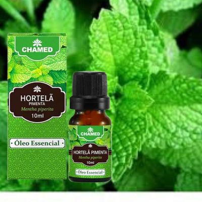 Óleo Essencial de Hortelã Pimenta 10ml CHAMED  100% Puro     2 Frascos