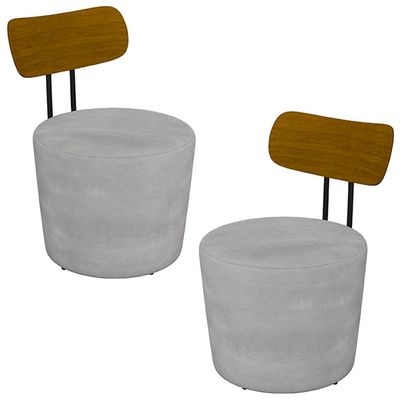 Kit 2 Poltronas Decorativas Addams Veludo Cinza - Gran Belo