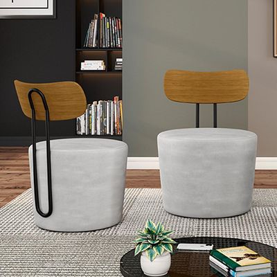 Kit 2 Poltronas Decorativas Addams Veludo Cinza - Gran Belo