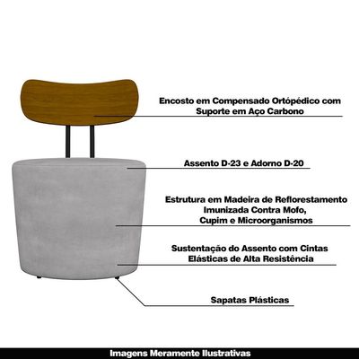 Kit 2 Poltronas Decorativas Addams Veludo Cinza - Gran Belo