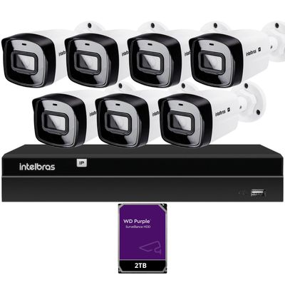 Kit CFTV 7 Câmeras IP Intelbras NVD 1408P HD 2TB Purple