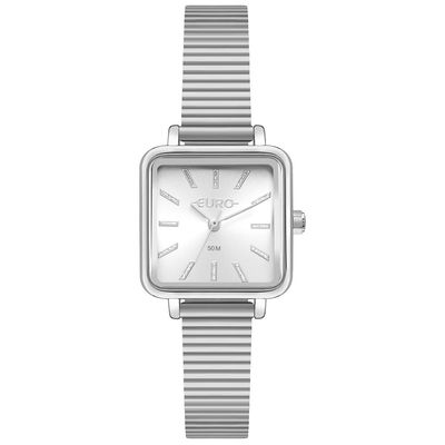 Relógio Euro Feminino Ref: Eu2035yzs/4k Casual Retangular Prateado